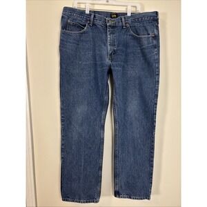 Lee Regular Fit Denim Blue Jeans Mens 40x30 Dark Wash Straight Rugged Workwear